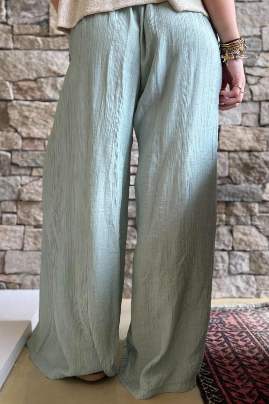 Cyril Crinkelle Wide Leg Pant Sage